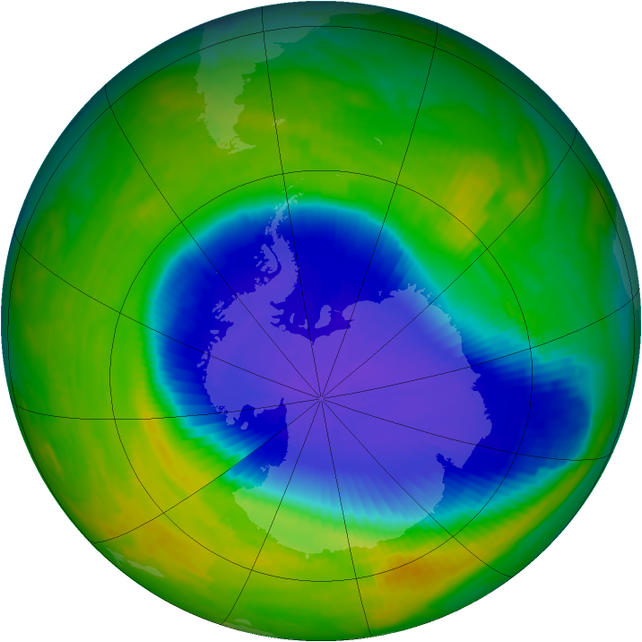 Antarctic ozone map for 07 November 1996